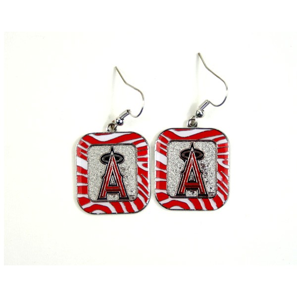 Los Angeles Angels - ZEBRA Style Dangle Earrings - 12 Pair For $30.00 - Wholesale Los Angeles Angels Products - Angels Merchandise