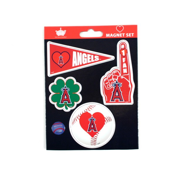 Los Angeles Angels Heart Series Magnet - Heavy Stock - 4PC Magnet Set - 4.5"x6" Template - 12 Sets For $15.00 - Wholesale Los Angeles Angels Products - Angels Merchandise