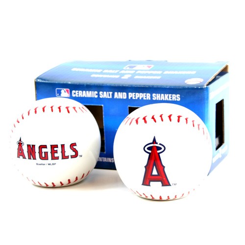 Los Angeles Angels Salt And Pepper Shakers - 4" Ceramic Baseball Style Set - 2 Sets For $8.00 - Wholesale Los Angeles Angels Products - Angels Merchandise 2
