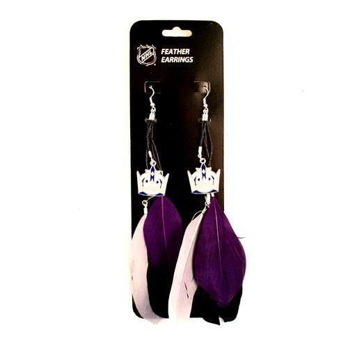 Los Angeles Kings Earrings - Feather Dangle Earrings - $3.00 Per Pair - Los Angeles Kings
