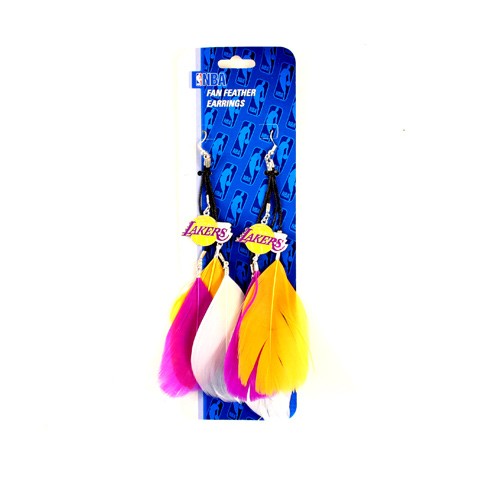 Los Angeles Lakers Earrings - Feather Dangle Style - $2.75 Per Pair - Los Angeles Lakers