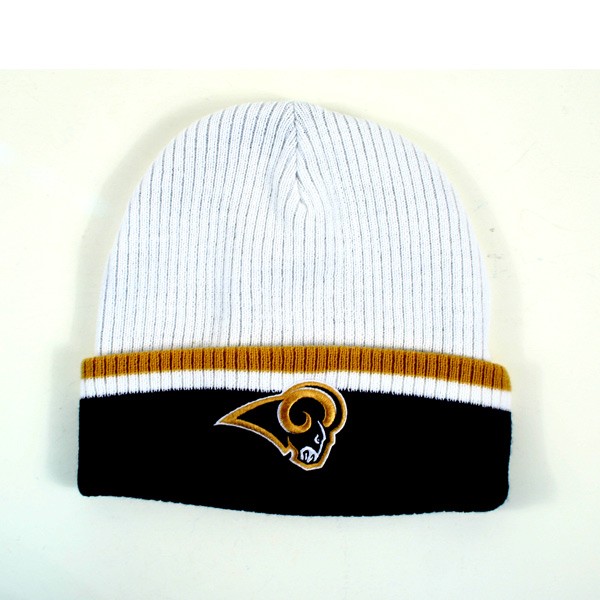 Los Angeles Rams - White Ribbed Cuffed - Big Blue Tipping With Gold Pinstriping - 12 For $36.00 - Wholesale Los Angeles Rams Products - Rams Merchandise