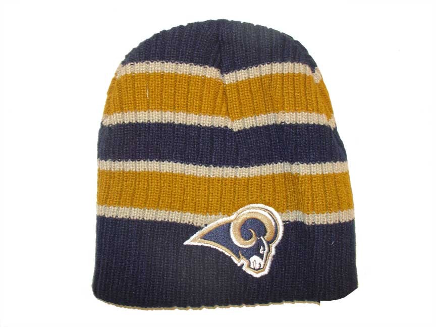 Los Angeles Rams - Wide Stripe Gold/Blue Beanies - 12 For $36.00 - Wholesale Los Angeles Rams Products - Rams Merchandise