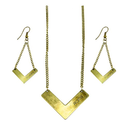 Los Angeles Rams Chevron Sets - Earring And Necklace Sets - 12 For $12.00 - Wholesale Los Angeles Rams Products - Rams Merchandise