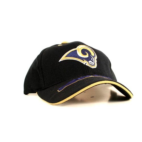 Los Angeles Rams Gear - Black Classic With Rams Script On Bill Caps - 2 For $8.00 - Wholesale Los Angeles Rams Products - Rams Merchandise