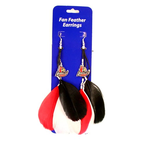 Louisville Cardinals Earrings - Dangle Feather Earrings - $2.75 Per Pair - Louisville Cardinals