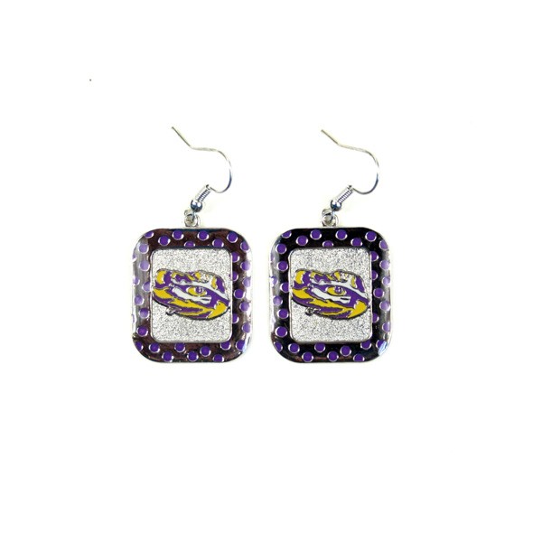 LSU Tigers Earrings - The POLKA DOT Dangle - 12 Pair For $30.00 - LSU
