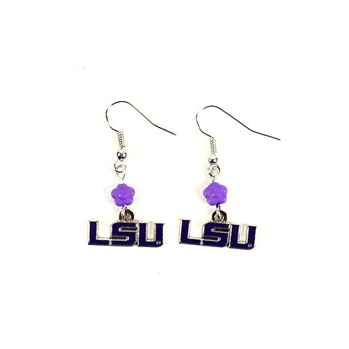 LSU Tigers Earrings - The SOPHIE Style Dangle - 12 Pair For $36.00 - LSU