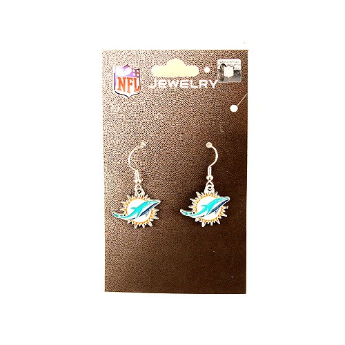 Miami Dolphins Earrings - Dangle New Logo Earrings - $2.75 Per Pair - Wholesale Miami Dolphins Products - Dolphins Merchandise