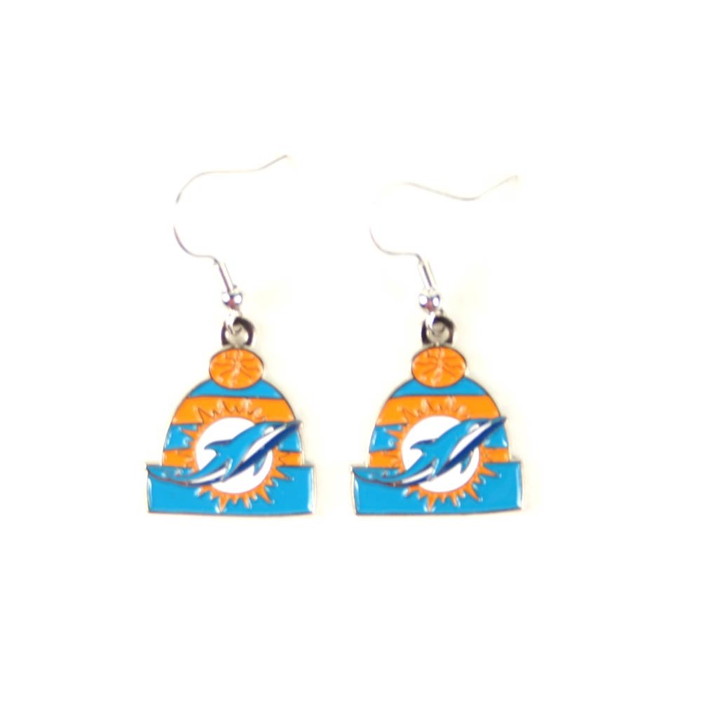 Miami Dolphins Earrings - The KNITSTER Style - 12 Pair For $36.00 - Wholesale Miami Dolphins Products - Dolphins Merchandise