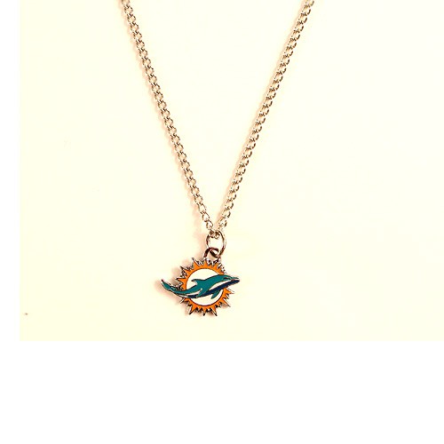 Miami Dolphins Necklace - AMCO Metal Chain and Pendant - $3.00 - Wholesale Miami Dolphins Products - Dolphins Merchandise
