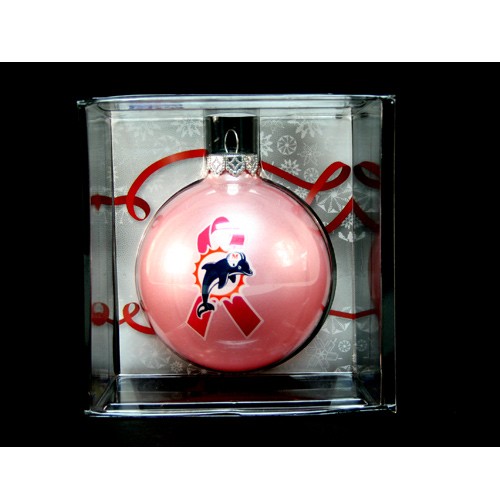 Miami Dolphins Ornaments - PINK Ball Style - 12 For $30.00 - Wholesale Miami Dolphins Products - Dolphins Merchandise