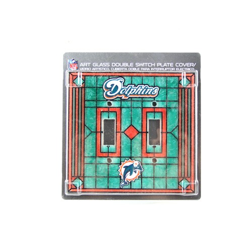Miami Dolphins Switch Plate Cover - Stained Glass Vintage Look - 12 For $36.00 - Wholesale Miami Dolphins Products - Dolphins Merchandise 2