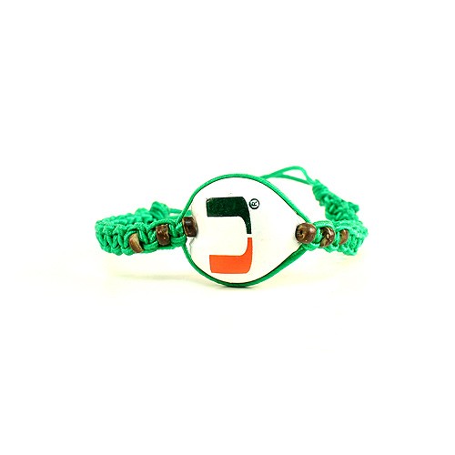 Miami Hurricanes Bracelets - Single Nut Macramé Bracelets - 12 For $30.00 - Miami Hurricanes