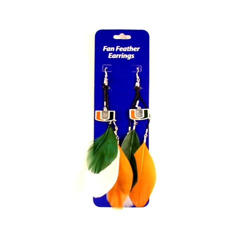 Miami Hurricanes Earrings - Dangle Feather Style - 12 Pair For $24.00 - Miami Hurricanes