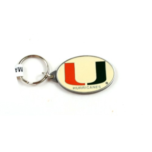 Miami Hurricanes Keychain - Pewter Style Keychains - 12 For $12.00 - Miami Hurricanes