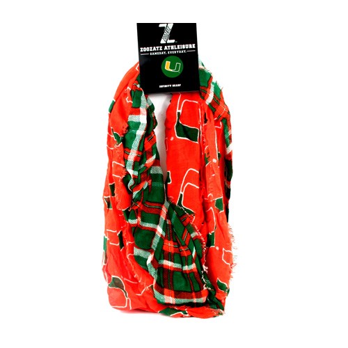 Miami Hurricanes Scarves - Tartan Logo Infinity Scarves - 2 For $15.00 - Miami Hurricanes