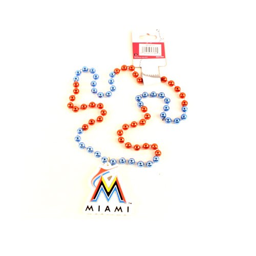 Miami Marlins Beads - 22" Team Beads With Medallion - $3.50 Each - Wholesale Miami Marlins Products - Marlins Merchandise 2