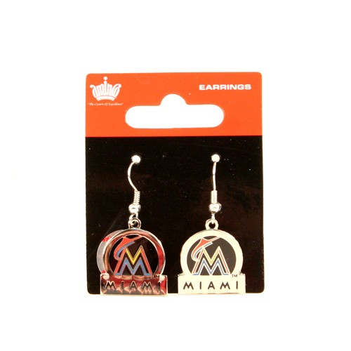 Miami Marlins Earrings - Circle/Bar Style - 12 Pair For $33.00 - Wholesale Miami Marlins Products - Marlins Merchandise 2