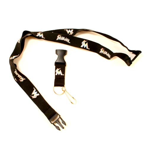 Miami Marlins Lanyards - BLACK Lanyard - With Neck Release -  $2.50 Each - Wholesale Miami Marlins Products - Marlins Merchandise
