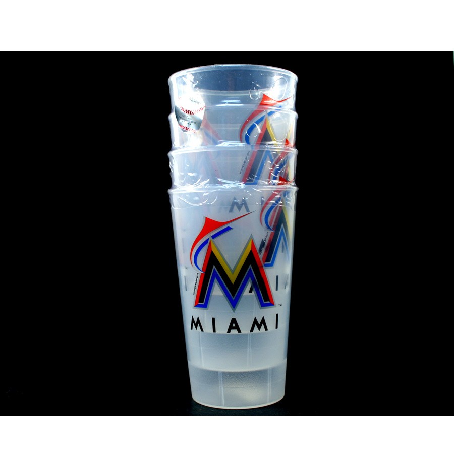 Miami Marlins Tumblers - 4Pack 16OZ Tumbler Set - 12 Sets For $42.00 - Wholesale Miami Marlins Products - Marlins Merchandise