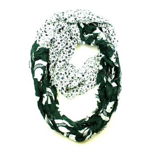 Michigan Spartans Scarves - Split Floral Style - Infinity Scarves - 12 For $60.00