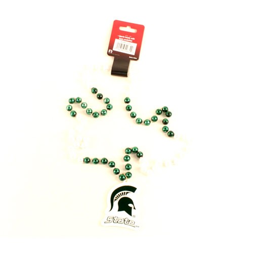 Michigan State Spartans Beads - 22" Team Beads With Medallion - 12 Beads For $39.00 - Michigan State