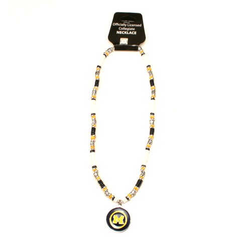 Michigan Wolverines Necklace - 18" Natural Shell With Pendant - $7.50 Each - Michigan