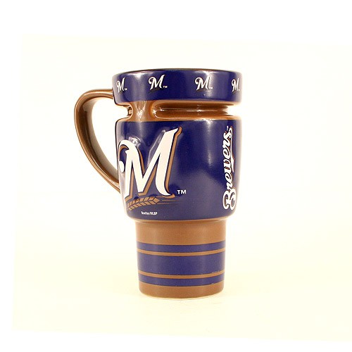Milwaukee Brewers Mugs - 16OZ Sculpted Travel Mug - 4 Mugs For $36.00 - Wholesale Milwaukee Brewers Products - Brewers Merchandise