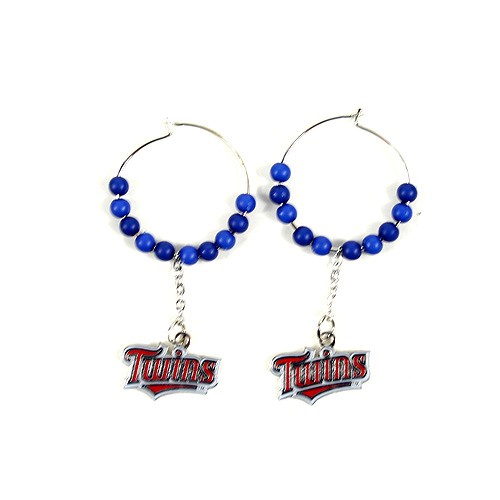 Minnesota Twins Earrings - 1" Multi Bead Hoop Earrings - $3.50 Per Pair - Wholesale Minnesota Twins Products - Twins Merchandise