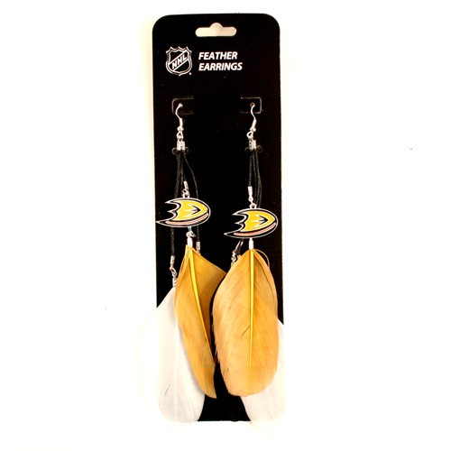 Anaheim Ducks Earrings - Feather Dangle Earrings - $3.00 Per Pair - Anaheim Ducks