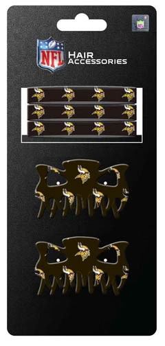 Minnesota Vikings - 5PC PONY/HAIRCLIP Set - 12 Sets For $30.00 - Wholesale Minnesota Vikings Products - Vikings Merchandise