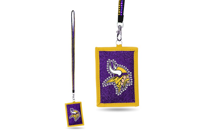 Minnesota Vikings Bling - Bling Lanyard With ID Holder - 12 For $30.00 - Wholesale Minnesota Vikings Products - Vikings Merchandise