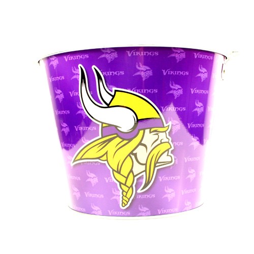 Minnesota Vikings Buckets - Full Wrap Metal Beer Buckets - (Pattern May Be Different Than Pictured) - $6.50 Each - Wholesale Minnesota Vikings Products - Vikings Merchandise