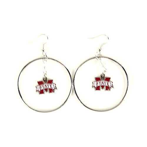 Mississippi State Earrings - 2" Color Bead Hoop Earrings - $4.00 Per Pair - Mississippi State