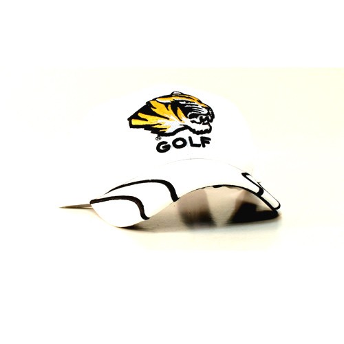 Missouri Golf - Tigers White Mizzou Golf Caps - Black Lines Bill - $6.50 Each