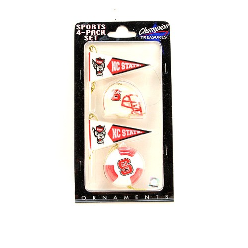 NC State Wolfpack Ornaments - 4Pack Set - Pennant Series - 6 Sets For $18.00 - NC State