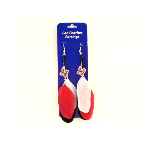 Nebraska Earrings - FEATHER Style Dangle Earrings - $2.75 Per Pair - Nebraska Huskers