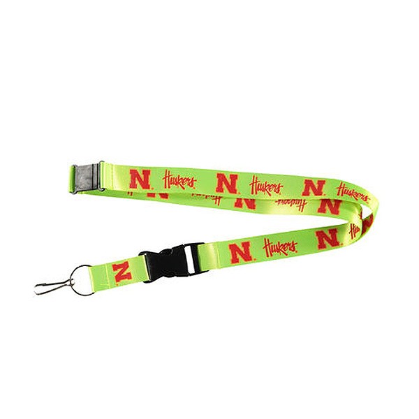 Nebraska Huskers Lanyards - Premium 2-Sided FULL Neon - 12 For $30.00 - Nebraska Huskers