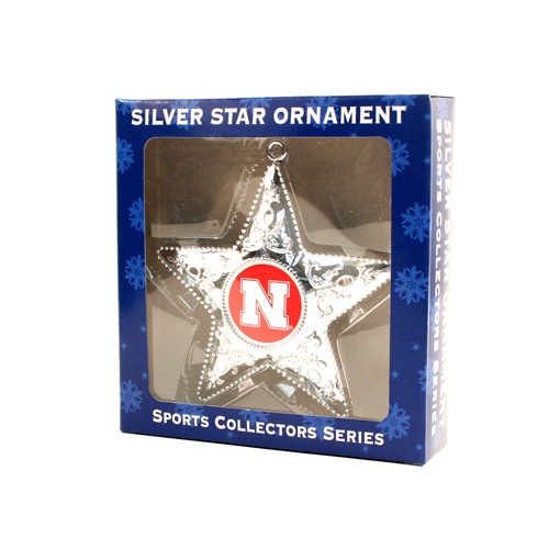 Nebraska Huskers Ornaments - Silver Star Style - 12 For $30.00 - Nebraska Huskers