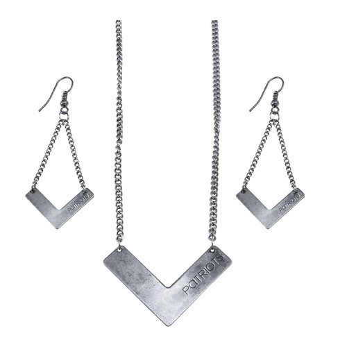New England Patriots Chevron Sets - Earring And Necklace Sets - 12 For $12.00 - Wholesale New England Patriots - Patriots Merchandise