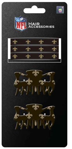New Orleans Saints Merchandise - 5PC PONY/HAIRCLIP Set - 12 Sets For $30.00 - Wholesale New Orleans Saints Product - Saints Merchandise 2