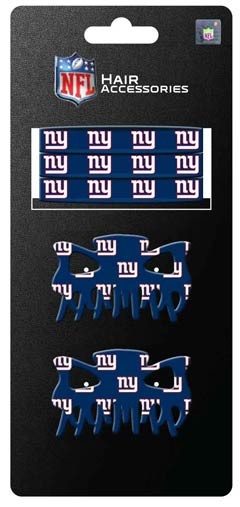 New York Giants - 5PC PONY/HAIRCLIP Set - 12 Sets For $30.00 - Wholesale New York Giants Product - Giants Merchandsie