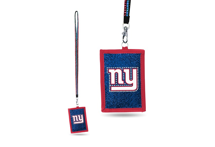 New York Giants Bling - Bling Lanyard With ID Holder - 12 For $30.00 - Wholesale New York Giants Product - Giants Merchandsie