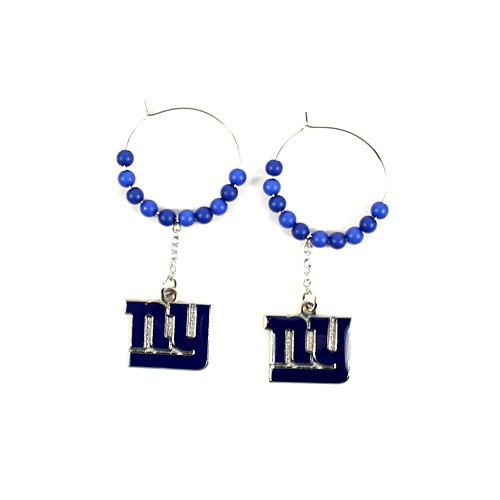 New York Giants Earrings - 1" Multi Bead Hoop Earrings - $3.50 Per Pair - Wholesale New York Giants Product - Giants Merchandsie 2