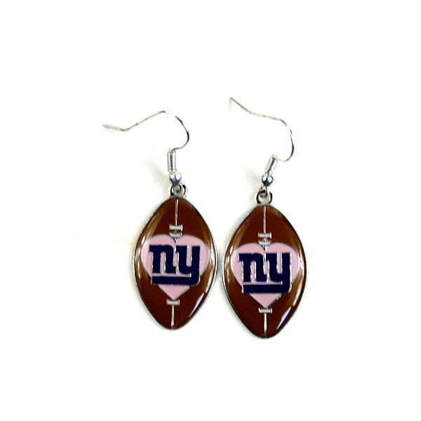 New York Giants Earrings - Love Football Style Dangle Earrings - 12 Pair For $30.00 - Wholesale New York Giants Product - Giants Merchandsie 2