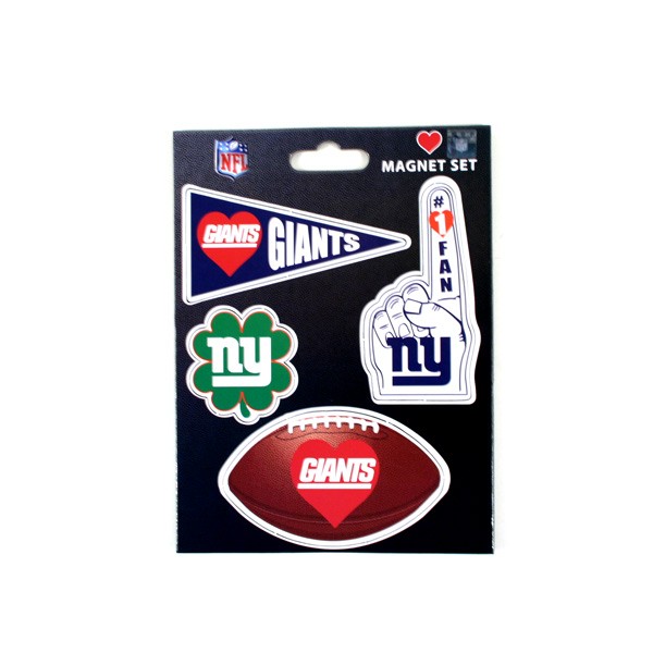 New York Giants Heart Series Magnets - Heavy Stock - 4PC Magnet Set - 4.5"x6" Template - 12 Sets For $15.00 - Wholesale New York Giants Product - Giants Merchandsie