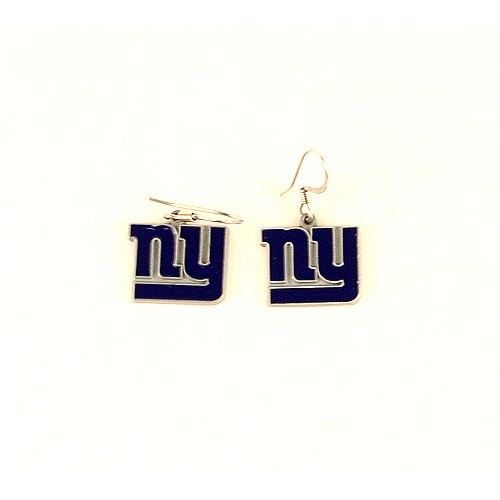 New York Giants Merchandise - SOLID Blue NY Logo Dangle Earrings - $2.75 Per Pair - Wholesale New York Giants Product - Giants Merchandsie