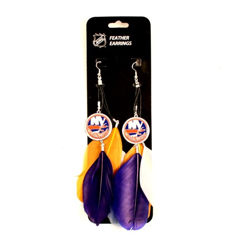 New York Islanders Earrings - Feather Dangle Earrings - $3.00 Per Pair - New York Islanders