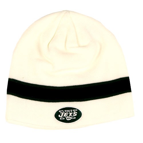 New York Jets - White Beanies With Green Band $8.50 Each - Wholesale New York Jets Products - Jets Merchandise